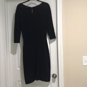 Talbots black sweater dress, silver back zip.